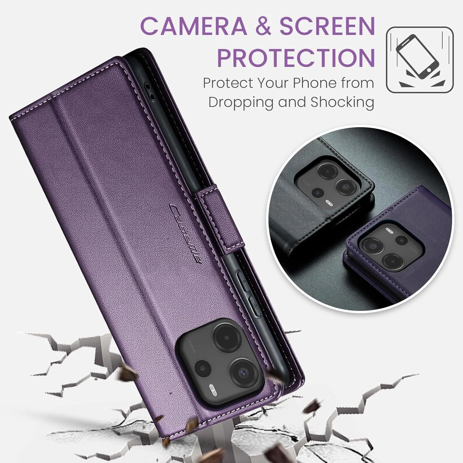 کیف چرمی محافظ گوشی شیائومی ردمی نوت 14 4G با قابلیت مسدود کردن RFID و استند - بنفش کیف چرمی محافظ گوشی شیائومی ردمی نوت 14 4G با قابلیت مسدود کردن RFID و استند - بنفش