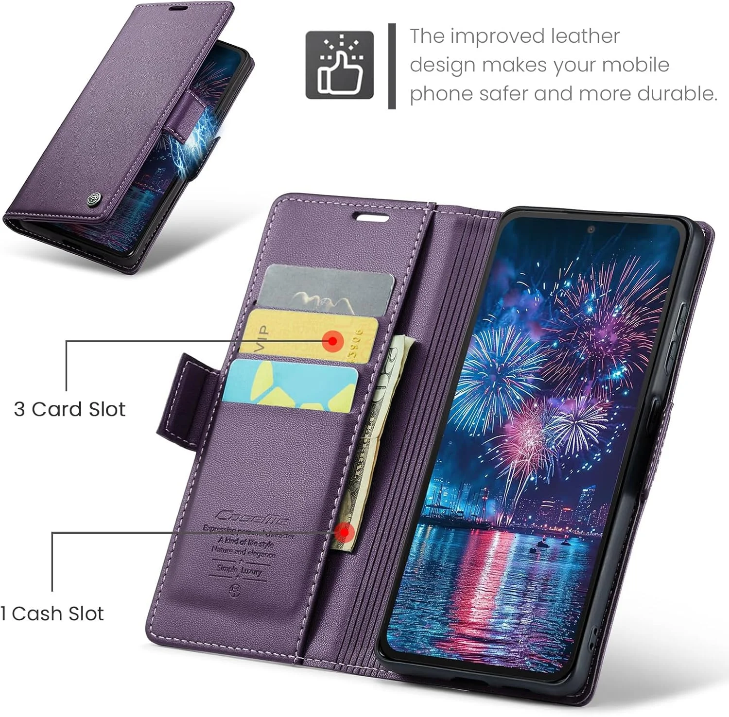 کیف چرمی محافظ گوشی شیائومی ردمی نوت 14 4G با قابلیت مسدود کردن RFID و استند - بنفش کیف چرمی محافظ گوشی شیائومی ردمی نوت 14 4G با قابلیت مسدود کردن RFID و استند - بنفش