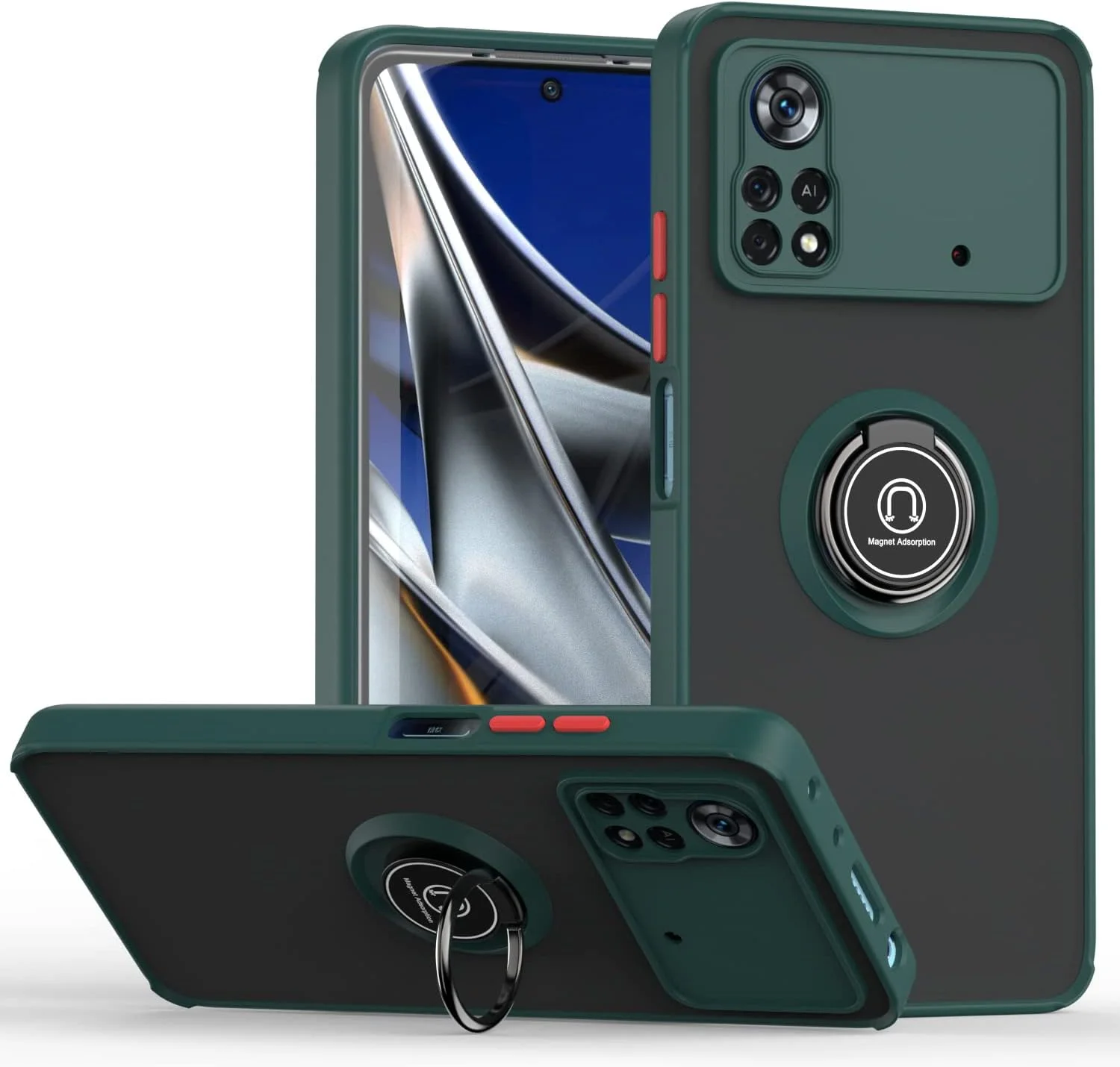 کاور گوشی شیائومی پوکو X4 پرو 5G مدل YIMICO با حلقه فلزی، استند و قابلیت اتصال مغناطیسی به هولدر خودرو، ضد ضربه و با پشت مات سخت (سبز) کاور گوشی شیائومی پوکو X4 پرو 5G مدل YIMICO با حلقه فلزی، استند و قابلیت اتصال مغناطیسی به هولدر خودرو، ضد ضربه و با پشت مات سخت (سبز)