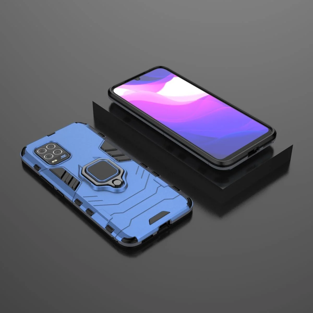 قاب محافظ سیلیکونی نرم و باریک SORAKA با استند انگشتی چرخان 360 درجه و صفحه فلزی برای هولدر مغناطیسی خودرو، مناسب برای گوشی شیائومی Mi 10 Lite 5G