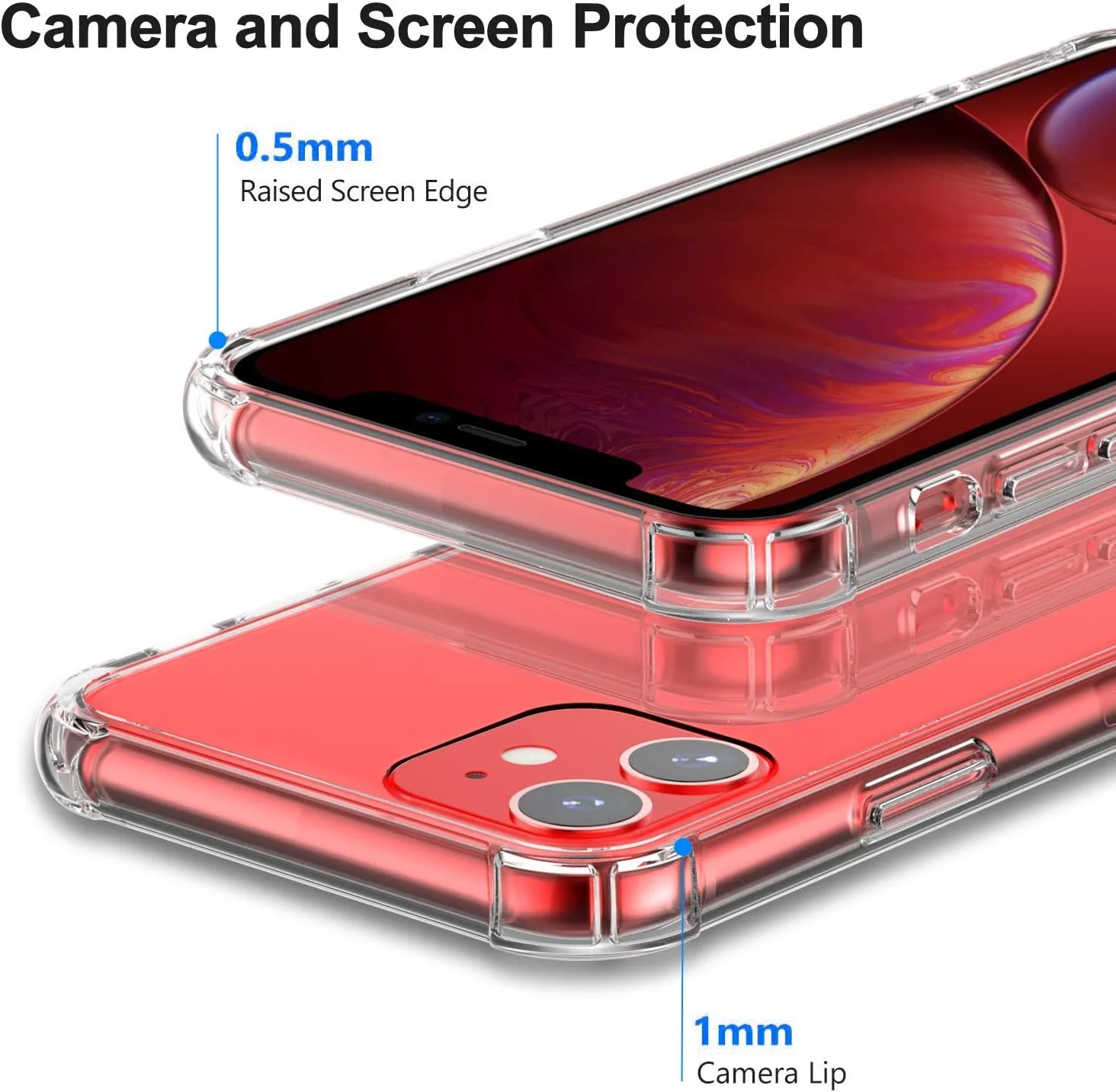 کاور شفاف گوشی آیفون 11، لبه های تقویت شده، بامپر TPU ضد خش و ضد ضربه