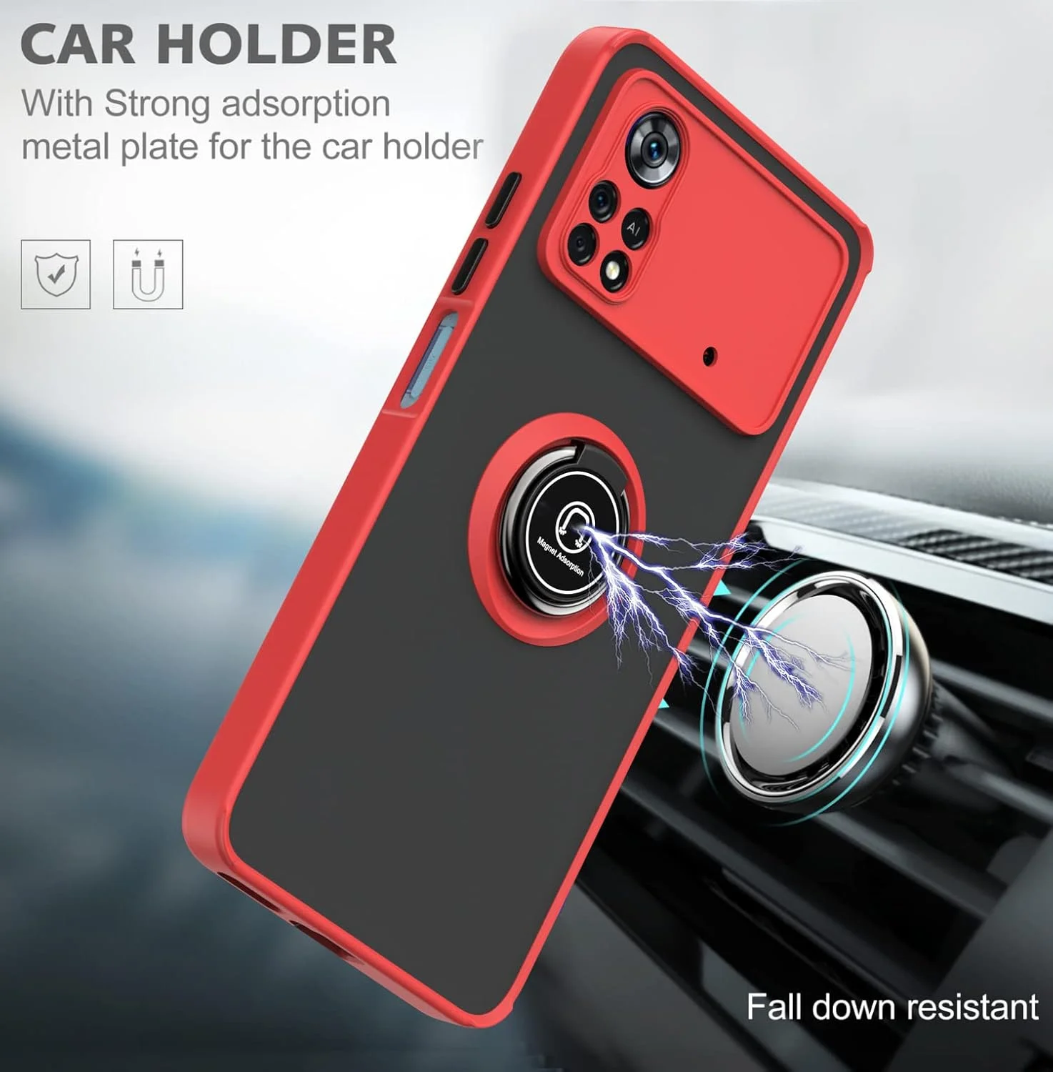 کاور گوشی شیائومی پوکو X4 پرو 5G مدل YIMICO با حلقه فلزی، استند و قابلیت اتصال مغناطیسی به هولدر خودرو، ضد ضربه و با پشت مات سخت (سبز) کاور گوشی شیائومی پوکو X4 پرو 5G مدل YIMICO با حلقه فلزی، استند و قابلیت اتصال مغناطیسی به هولدر خودرو، ضد ضربه و با پشت مات سخت (سبز)