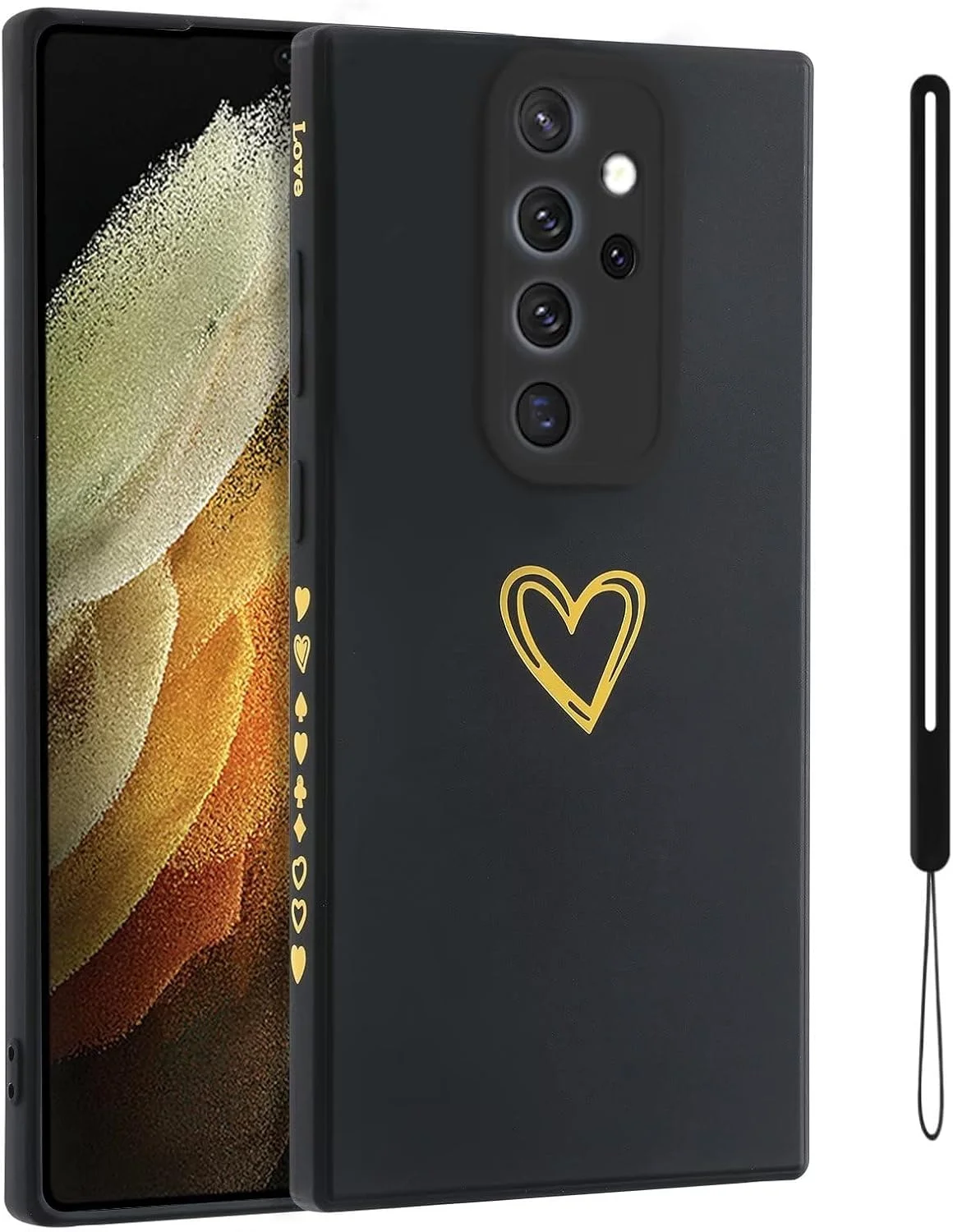 قاب محافظ گوشی ESONG مناسب برای شیائومی Redmi Note 8 Pro، فوق العاده نازک، ضد ضربه، ساخته شده از TPU نرم و سیلیکون با طرح قلب طلایی زیبا / محافظت از دوربین، قاب زیبا برای خانم ها / دختران - مشکی قاب محافظ گوشی ESONG مناسب برای شیائومی Redmi Note 8 Pro، فوق العاده نازک، ضد ضربه، ساخته شده از TPU نرم و سیلیکون با طرح قلب طلایی زیبا / محافظت از دوربین، قاب زیبا برای خانم ها / دختران - مشکی