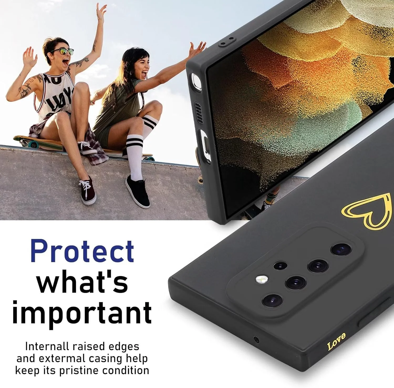 قاب محافظ گوشی ESONG مناسب برای شیائومی Redmi Note 8 Pro، فوق العاده نازک، ضد ضربه، ساخته شده از TPU نرم و سیلیکون با طرح قلب طلایی زیبا / محافظت از دوربین، قاب زیبا برای خانم ها / دختران - مشکی قاب محافظ گوشی ESONG مناسب برای شیائومی Redmi Note 8 Pro، فوق العاده نازک، ضد ضربه، ساخته شده از TPU نرم و سیلیکون با طرح قلب طلایی زیبا / محافظت از دوربین، قاب زیبا برای خانم ها / دختران - مشکی