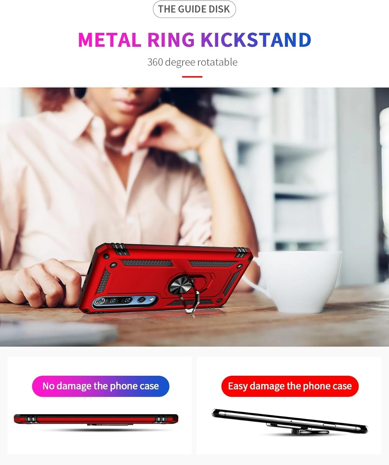 کاور محافظ گوشی شیائومی می 10 / می 10 پرو مدل سوراکا، با استند انگشتی چرخان 360 درجه، باریک، سیلیکونی، ضد ضربه، ضد اثر انگشت و دارای صفحه فلزی برای هولدر مغناطیسی خودرو