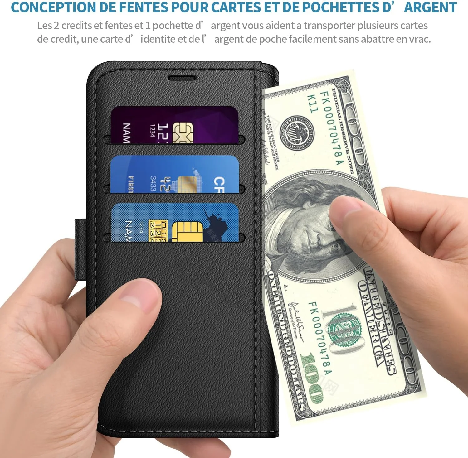 کاور گوشی شیائومی ردمی 14C مدل New&Teck، [کاور تاشو با قفل مغناطیسی]، [کیف پول چرمی] [چند منظوره] + 1 عدد [محافظ صفحه شیشه ای حرارت دیده] (مشکی)