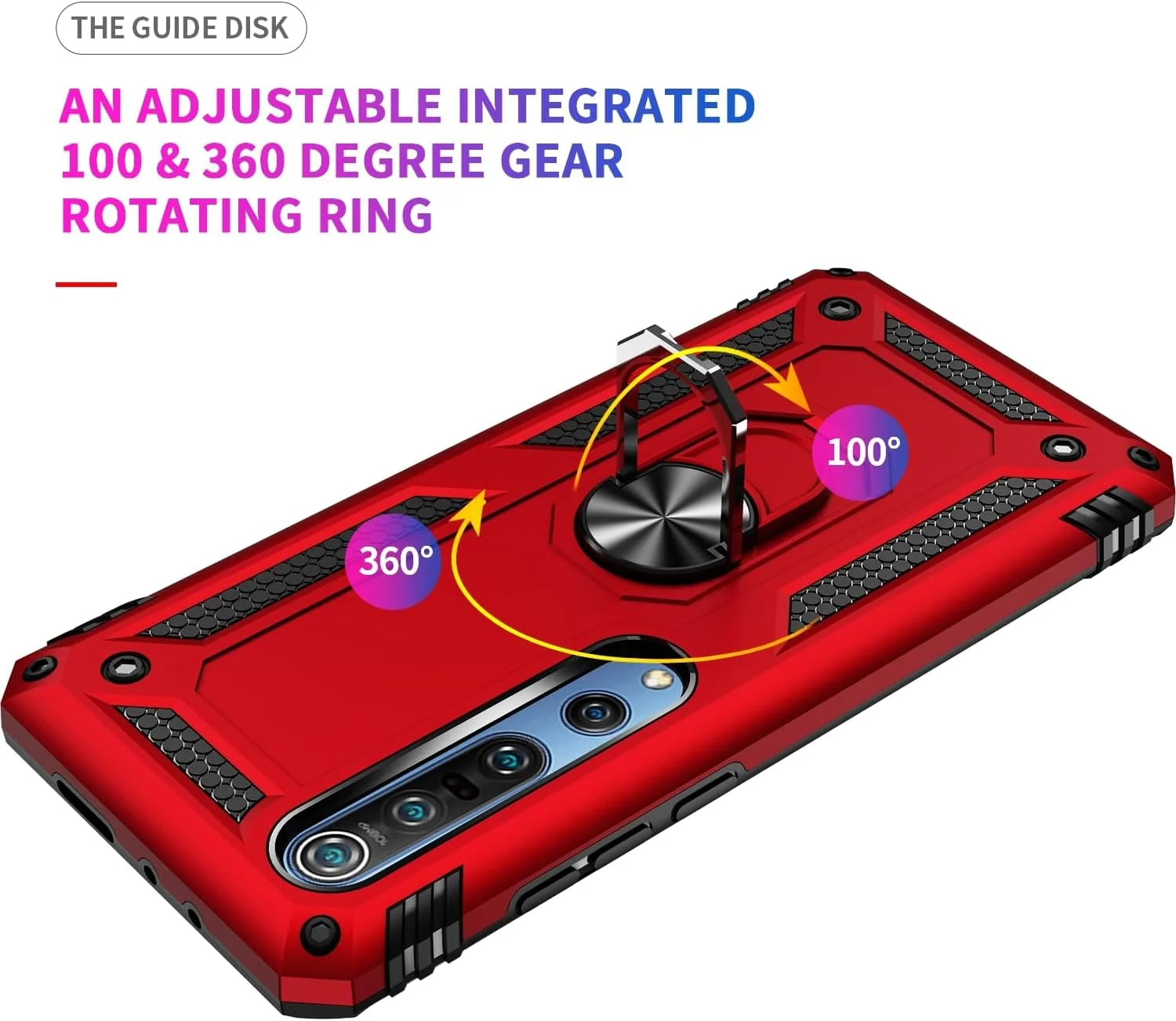 کاور محافظ گوشی شیائومی می 10 / می 10 پرو مدل سوراکا، با استند انگشتی چرخان 360 درجه، باریک، سیلیکونی، ضد ضربه، ضد اثر انگشت و دارای صفحه فلزی برای هولدر مغناطیسی خودرو