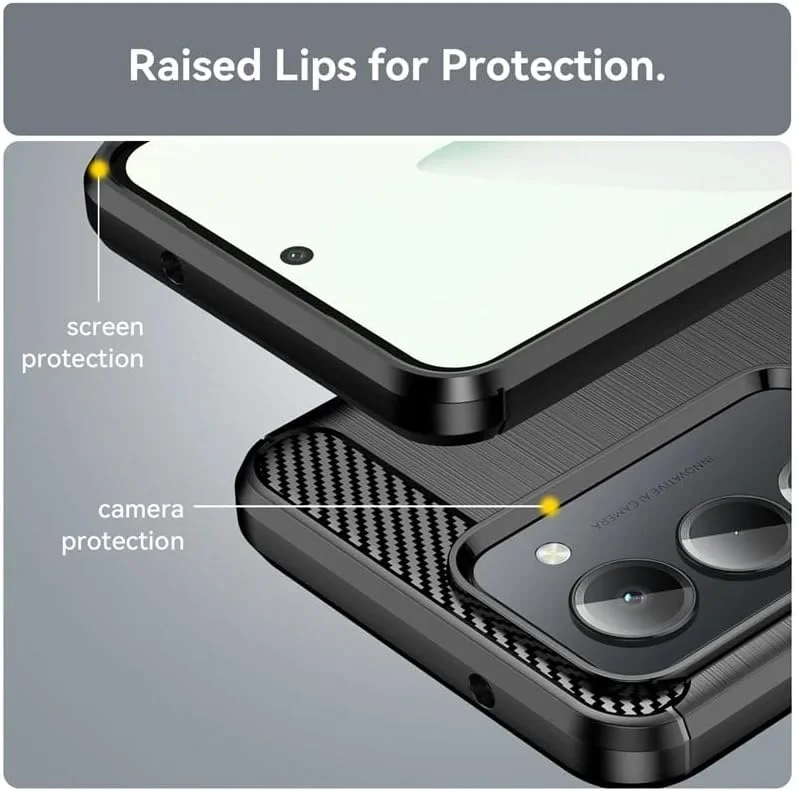 قاب محافظ گوشی گرواتری سازگار با شیائومی ردمی 15 5G، جنس TPU نرم با بافت فیبر کربن، ضد خش، ضد ضربه، فوق العاده باریک، مقاوم در برابر سقوط، پوشش سپر (قرمز)