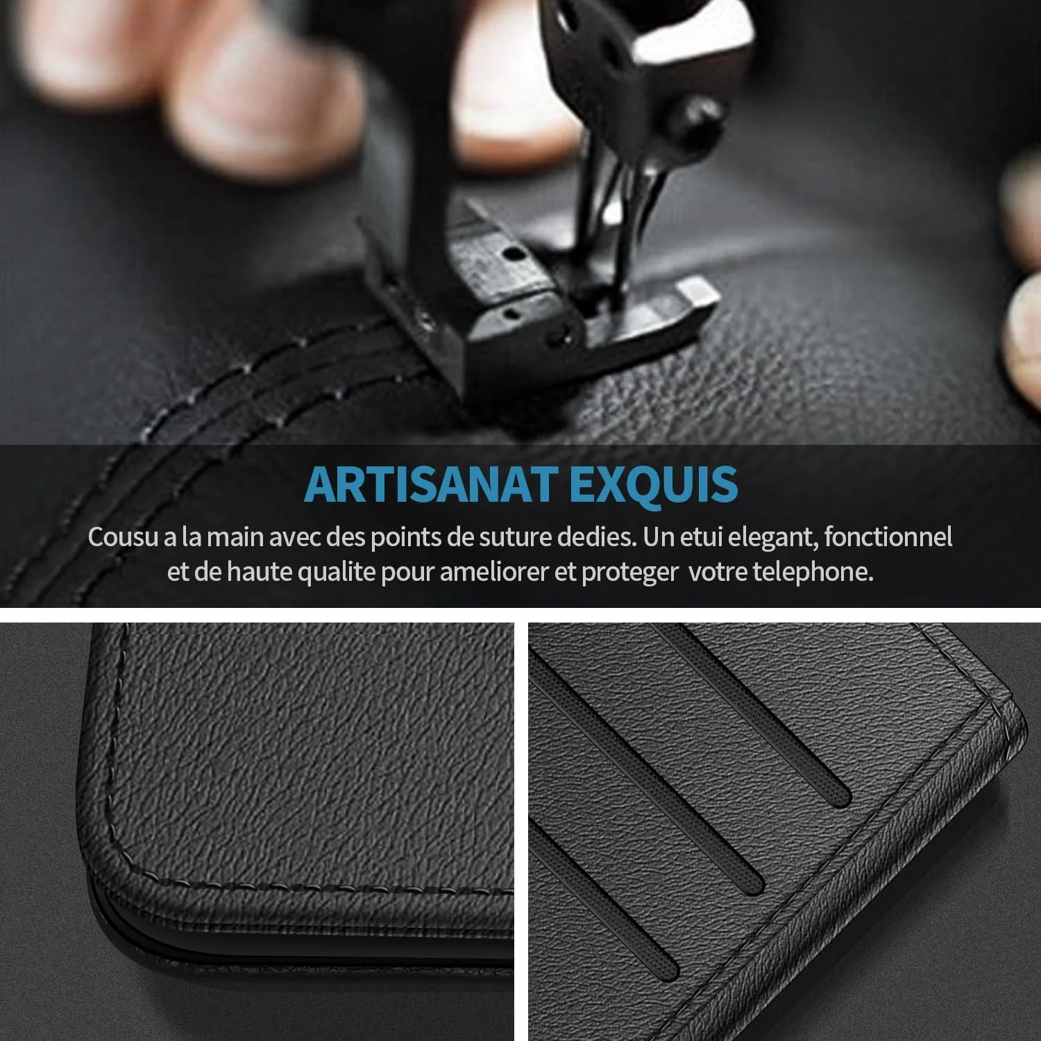 کاور گوشی شیائومی ردمی 14C مدل New&Teck، [کاور تاشو با قفل مغناطیسی]، [کیف پول چرمی] [چند منظوره] + 1 عدد [محافظ صفحه شیشه ای حرارت دیده] (مشکی)