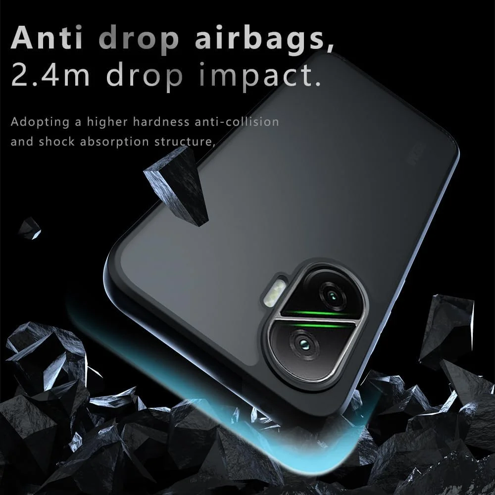 کاور شفاف/مات Lzzox برای شیائومی پوکو F7 [محافظ ایربگ] ضد ضربه ضد اثر انگشت محافظ دوربین فریم نرم پشت سخت (شفاف، پوکو F7)