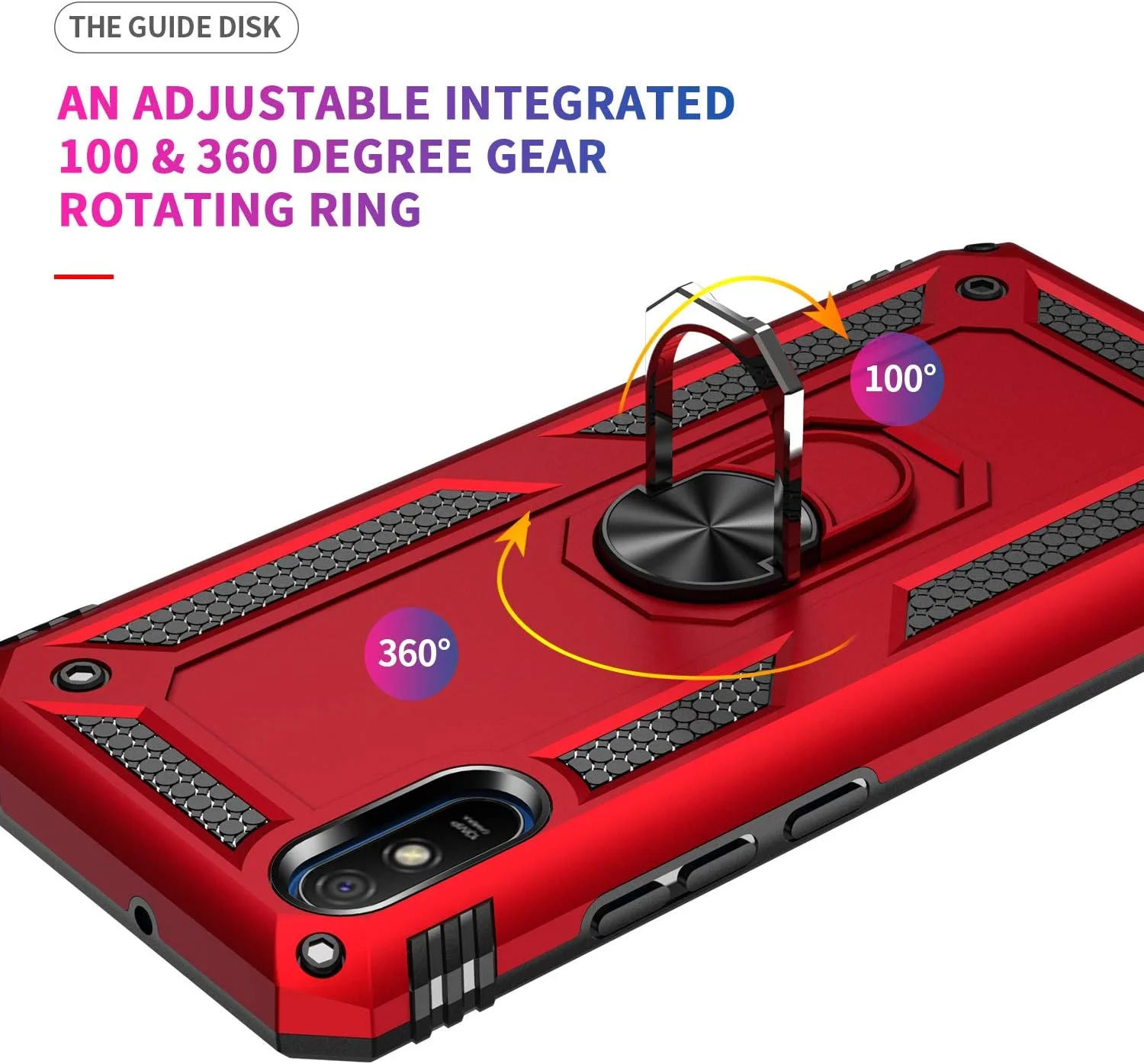 کاور محافظ سیلیکونی گوشی شیائومی ردمی 9A مدل SORAKA با استند انگشتی چرخان 360 درجه و صفحه فلزی برای هولدر مغناطیسی خودرو