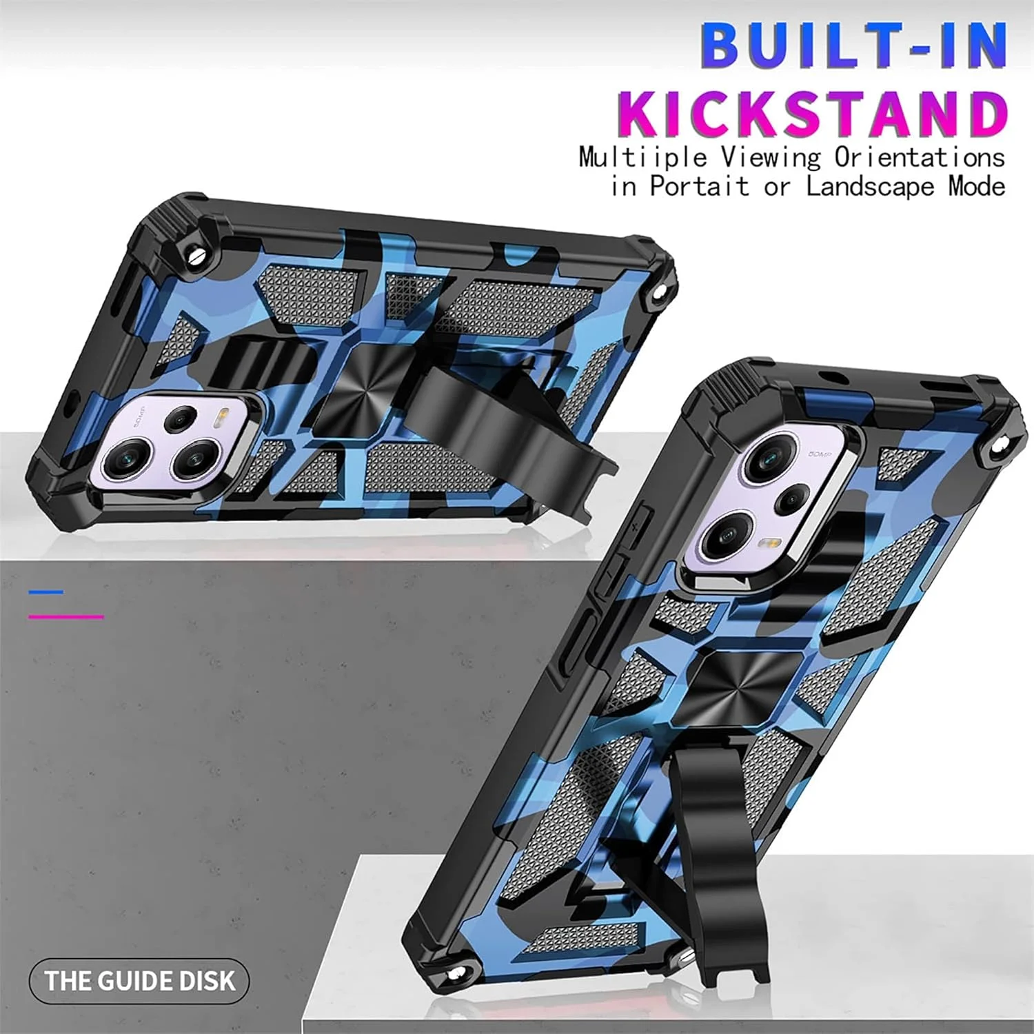 کاور محافظ طرح چریکی مقاوم KASTWAVE برای گوشی شیائومی Redmi Note 12 Pro 5G و پوکو X5 Pro با محافظت ضد ضربه و پایه نگهدارنده - آبی