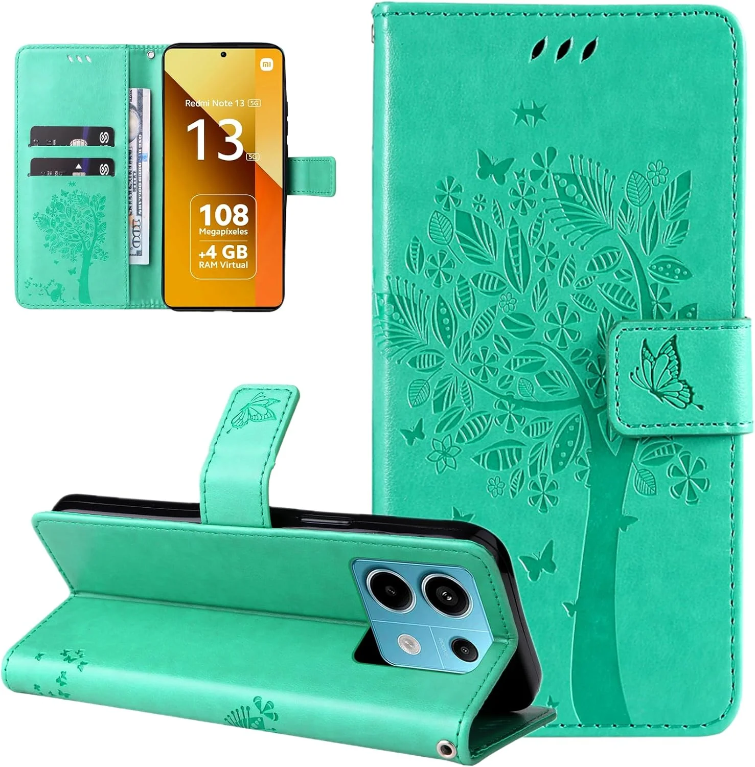 کیف چرمی کیف پول دار برای گوشی شیائومی ردمی نوت ۱۳ 5G با جای کارت و قفل آهنربایی، کاور محافظ گوشی ردمی نوت ۱۳ 5G - سبز کیف چرمی کیف پول دار برای گوشی شیائومی ردمی نوت ۱۳ 5G با جای کارت و قفل آهنربایی، کاور محافظ گوشی ردمی نوت ۱۳ 5G - سبز