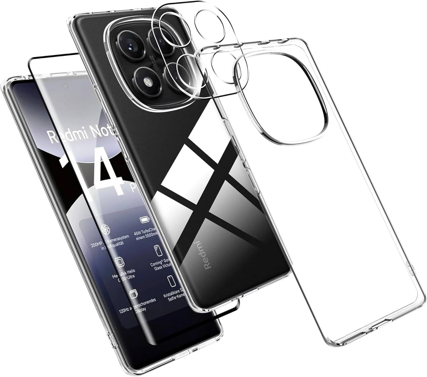 کاور Effcotuo برای شیائومی Redmi Note 14 Pro 4G به همراه 1 محافظ صفحه نمایش شیشه ای حرارت دیده و دو عدد محافظ دوربین، کاور TPU سیلیکونی نرم و شفاف، ضد خش و مقاوم در برابر ضربه کاور Effcotuo برای شیائومی Redmi Note 14 Pro 4G به همراه 1 محافظ صفحه نمایش شیشه ای حرارت دیده و دو عدد محافظ دوربین، کاور TPU سیلیکونی نرم و شفاف، ضد خش و مقاوم در برابر ضربه