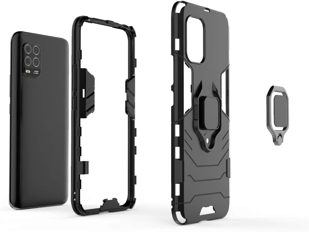 قاب محافظ گوشی شیائومی می 10 لایت 5G، با حلقه فلزی و استند، دولایه و مقاوم (مشکی) قاب محافظ گوشی شیائومی می 10 لایت 5G، با حلقه فلزی و استند، دولایه و مقاوم (مشکی)