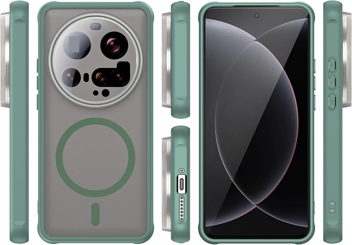 کاور سازگار با شیائومی 15 اولترا، سازگار با MagSafe، قاب گوشی مغناطیسی ضد ضربه سبز