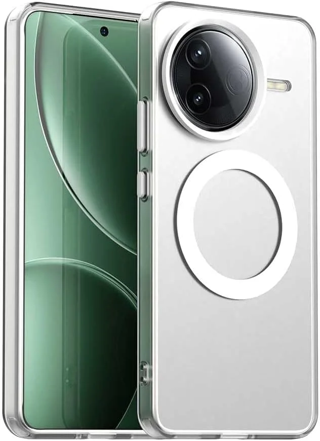 کاور مغناطیسی مات Gruattreay سازگار با گوشی شیائومی Poco F7 Ultra، دارای شارژ بی‌سیم، کاور محافظ شفاف ضد ضربه با ایربگ در چهار گوشه برای شیائومی Poco F7 Ultra (سفید)