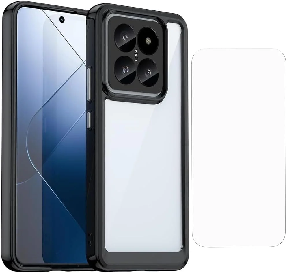 قاب محافظ گوشی شیائومی 14 پرو 5G به همراه محافظ صفحه نمایش، ضد زرد شدن، پشت PC سخت ضد خش، پوشش ضد ضربه و ضد خش (M برای 14 پرو 5G مشکی)