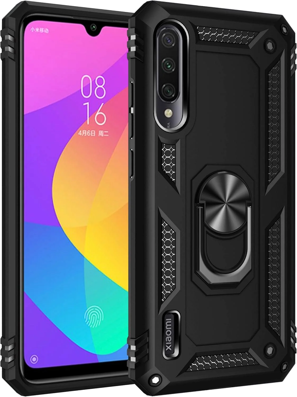 کاور محافظ گوشی شیائومی می آ 3 مدل سوراکا به همراه حلقه نگهدارنده، ساخته شده از TPU نرم و طراحی باریک به همراه صفحه فلزی برای هولدر مغناطیسی خودرو - مشکی