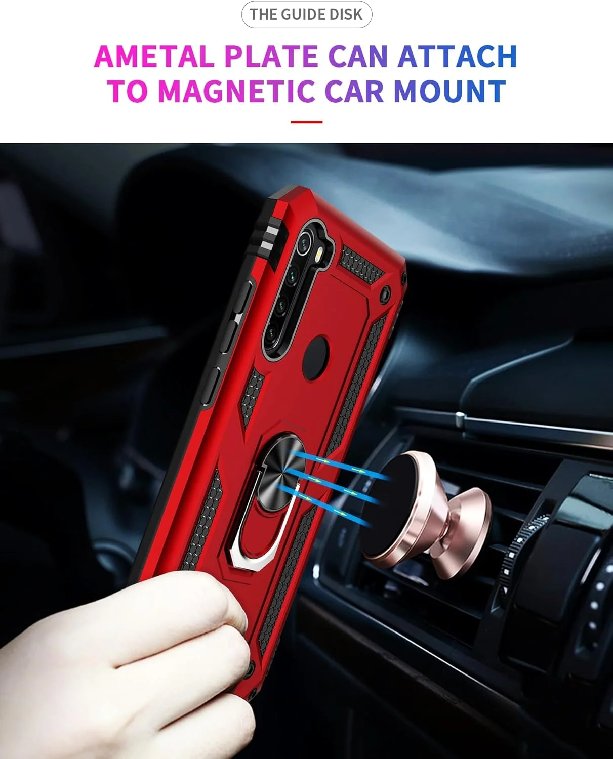 کاور محافظ گوشی شیائومی ردمی نوت 8T با استند انگشتی چرخان 360 درجه، سیلیکونی نرم و باریک، ضد ضربه و ضد اثر انگشت به همراه صفحه فلزی برای هولدر مغناطیسی خودرو کاور محافظ گوشی شیائومی ردمی نوت 8T با استند انگشتی چرخان 360 درجه، سیلیکونی نرم و باریک، ضد ضربه و ضد اثر انگشت به همراه صفحه فلزی برای هولدر مغناطیسی خودرو
