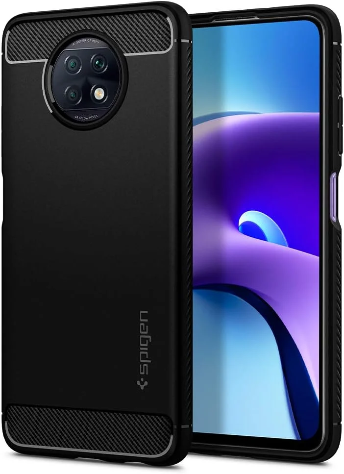 محافظ ضد ضربه Spigen Rugged Armor مناسب برای گوشی شیائومی Redmi Note 9T - مشکی مات