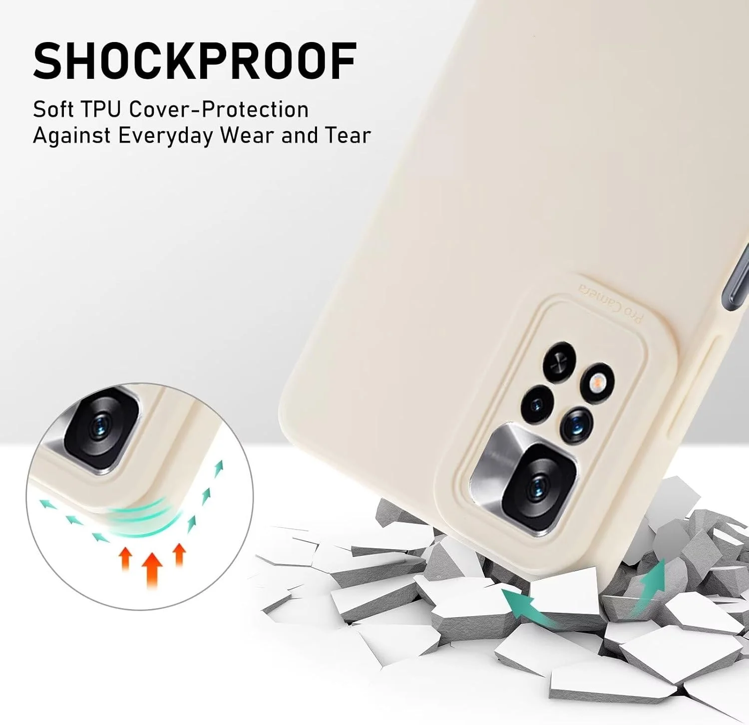 کاور سیلیکونی نرم LENGRACE برای گوشی شیائومی POCO X3 GT، کاور TPU با بافت نرم برای شیائومی POCO X3 GT، کاور محافظ ضد ضربه - سفید