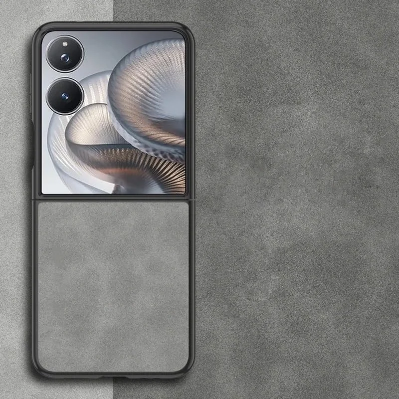 قاب گوشی بافت چرم PU ممتاز سازگار با Xiaomi Mix Flip 2 2025، کاور محافظ سیلیکونی Mi Mix Flip 2 (مشکی)