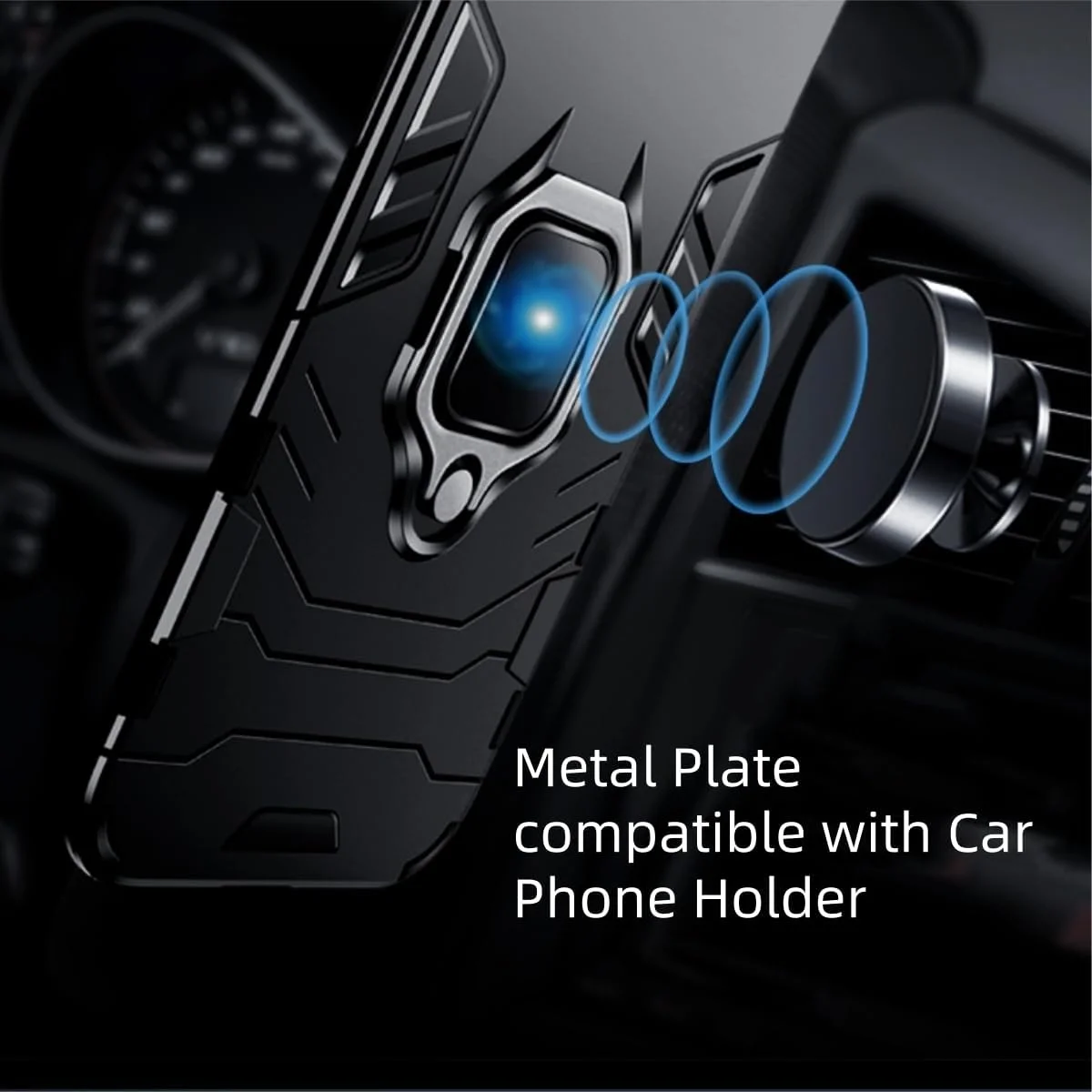 کاور سیلیکونی گوشی شیائومی پوکوفون F1 مدل سوراکا با استند انگشتی چرخان 360 درجه، محافظ بسیار نازک و دارای صفحه فلزی برای هولدر مغناطیسی خودرو، ضد ضربه و ضد اثر انگشت