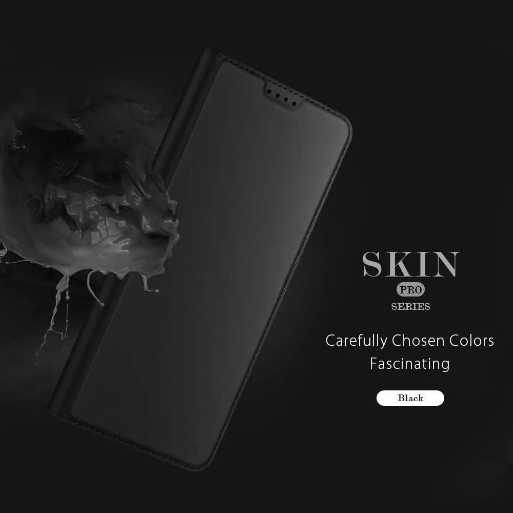 کیف محافظ سری Skin Pro داکس دوکیس برای OnePlus 13 – کیف پول چرمی باریک با جای کارت، بست مغناطیسی، عملکرد استند و محافظت ضد ضربه – مشکی