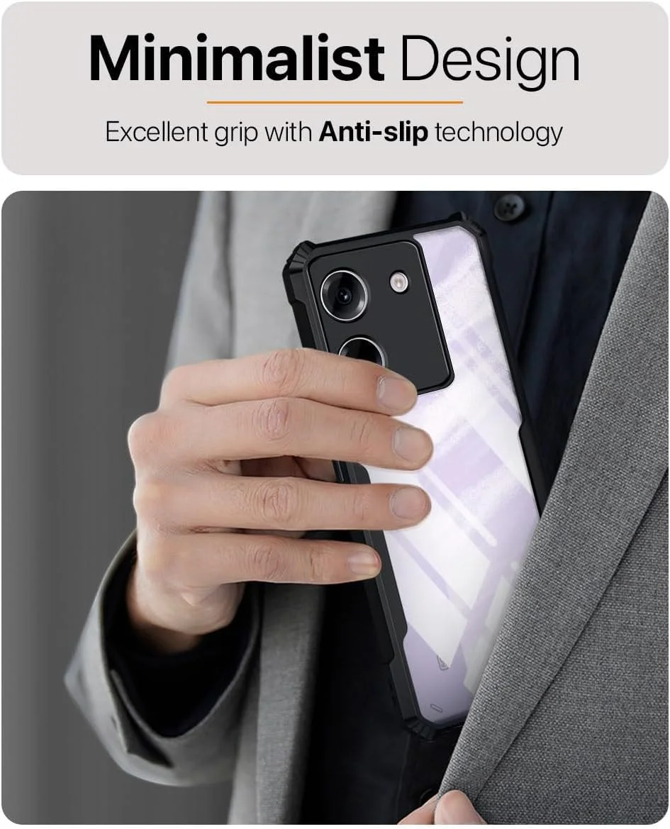 کاور محافظ شفاف با پشت سخت PC و دور TPU مشکی ضد ضربه 360 درجه با محافظ لنز دوربین، مناسب برای گوشی Poco M7 Pro 5G مدل 2024 - مشکی