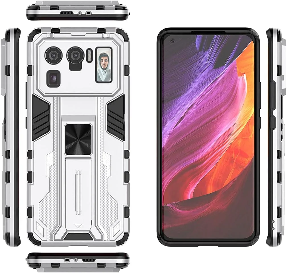 قاب محافظ شیائومی می 11 اولترا، دولایه، پشت PC مقاوم، ضربه گیر TPU، ضد لغزش، پوشش محافظ ضد ضربه برای شیائومی می 11 اولترا نقره ای