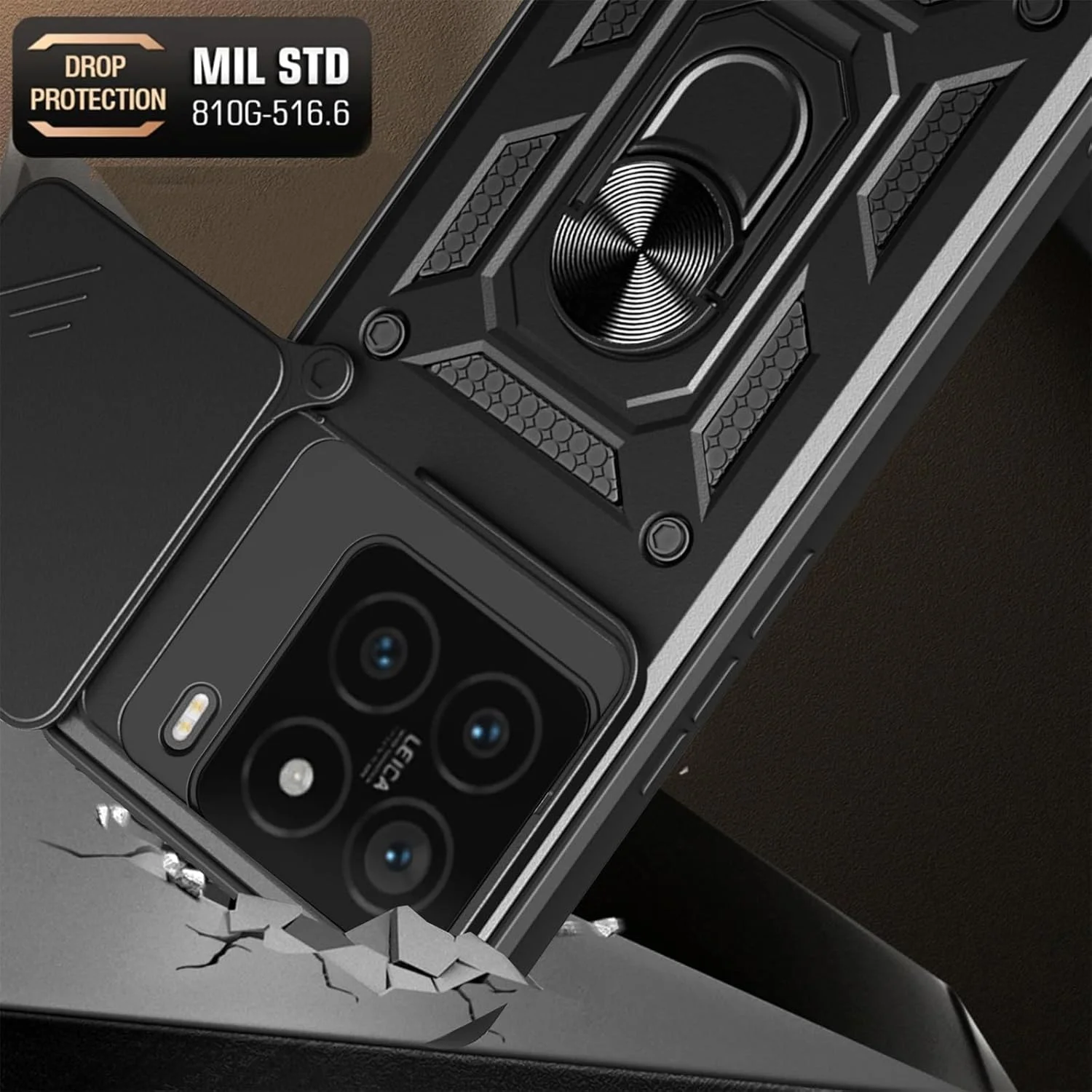 قاب محافظ گوشی شیائومی 15 با پوشش کشویی لنز دوربین، مقاوم در برابر ضربه با پایه انگشتی چرخان قاب محافظ گوشی شیائومی 15 با پوشش کشویی لنز دوربین، مقاوم در برابر ضربه با پایه انگشتی چرخان