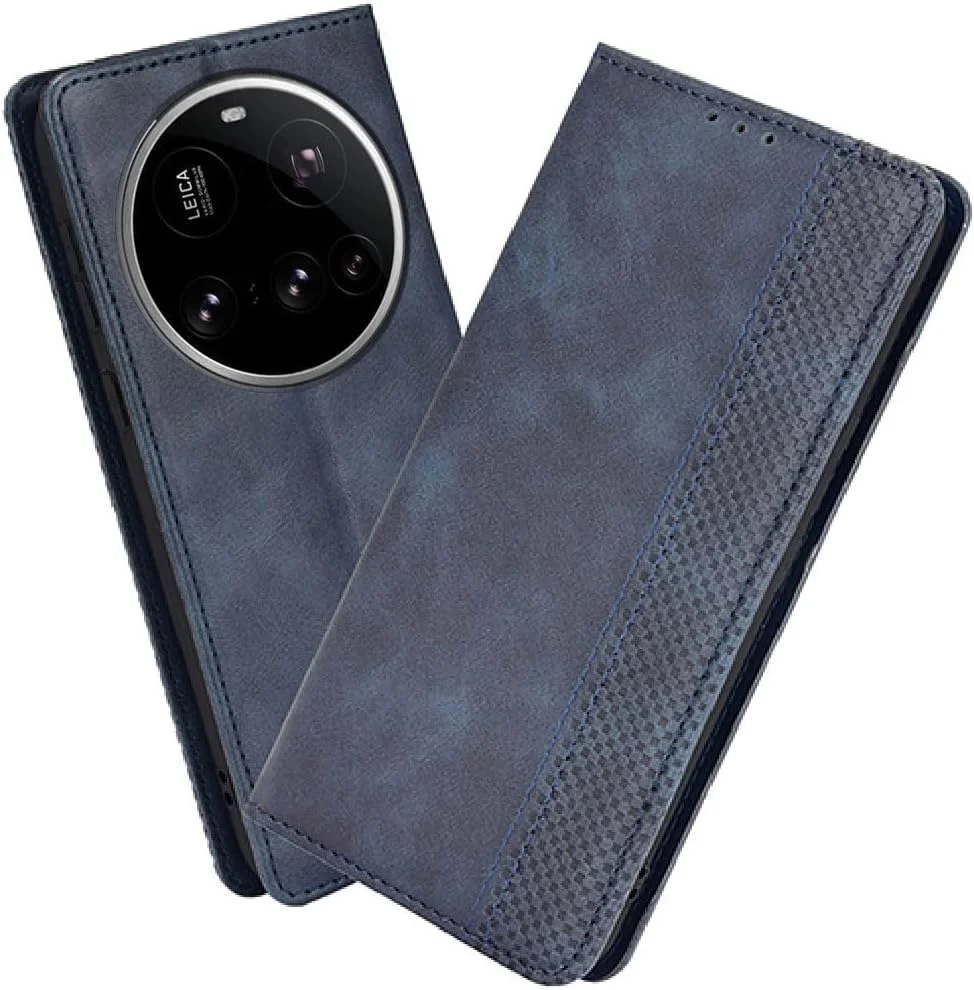 کیف گوشی شیاومی 15 اولترا XINNI، کیف پول چرمی آهنربایی تاشو PU/TPU، آبی