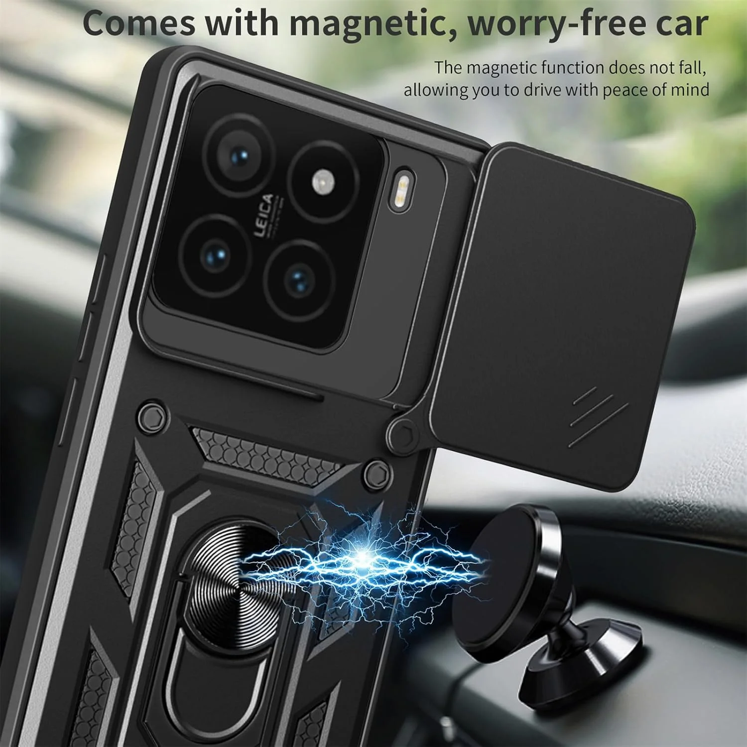 قاب محافظ گوشی شیائومی 15 با پوشش کشویی لنز دوربین، مقاوم در برابر ضربه با پایه انگشتی چرخان قاب محافظ گوشی شیائومی 15 با پوشش کشویی لنز دوربین، مقاوم در برابر ضربه با پایه انگشتی چرخان