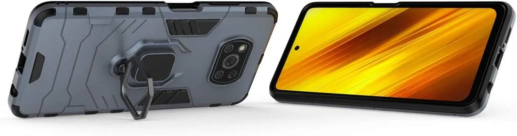 قاب محافظ دو لایه مقاوم مایجین سازگار با شیائومی می پوکو X3 و می پوکو X3 NFC، دارای حلقه فلزی و استند (سازگار با هولدر مغناطیسی خودرو) (آبی تیره) قاب محافظ دو لایه مقاوم مایجین سازگار با شیائومی می پوکو X3 و می پوکو X3 NFC، دارای حلقه فلزی و استند (سازگار با هولدر مغناطیسی خودرو) (آبی تیره)