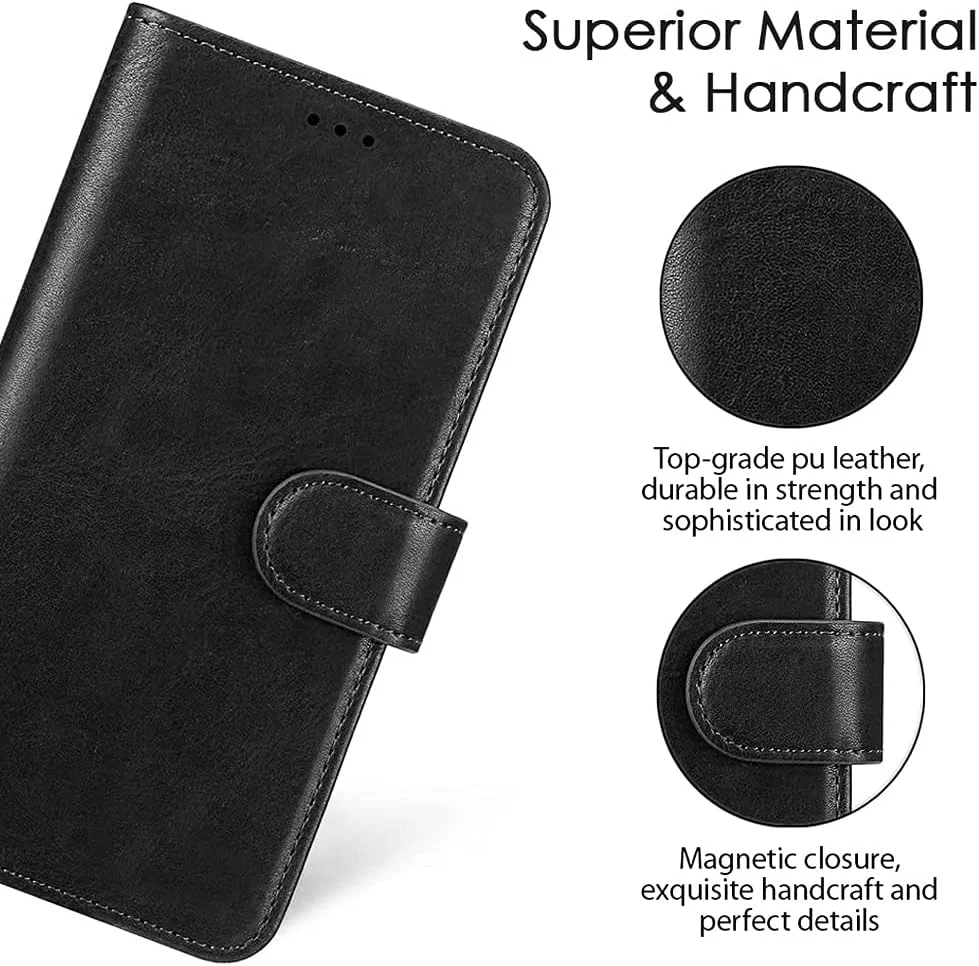 کیف چرمی GAPlus Xiaomi 12T / Xiaomi 12T Pro - کیف پول چرمی ممتاز با روکش تاشو برای Xiaomi 12T / Xiaomi 12T Pro [دارای جای کارت] [بست مغناطیسی] مشکی