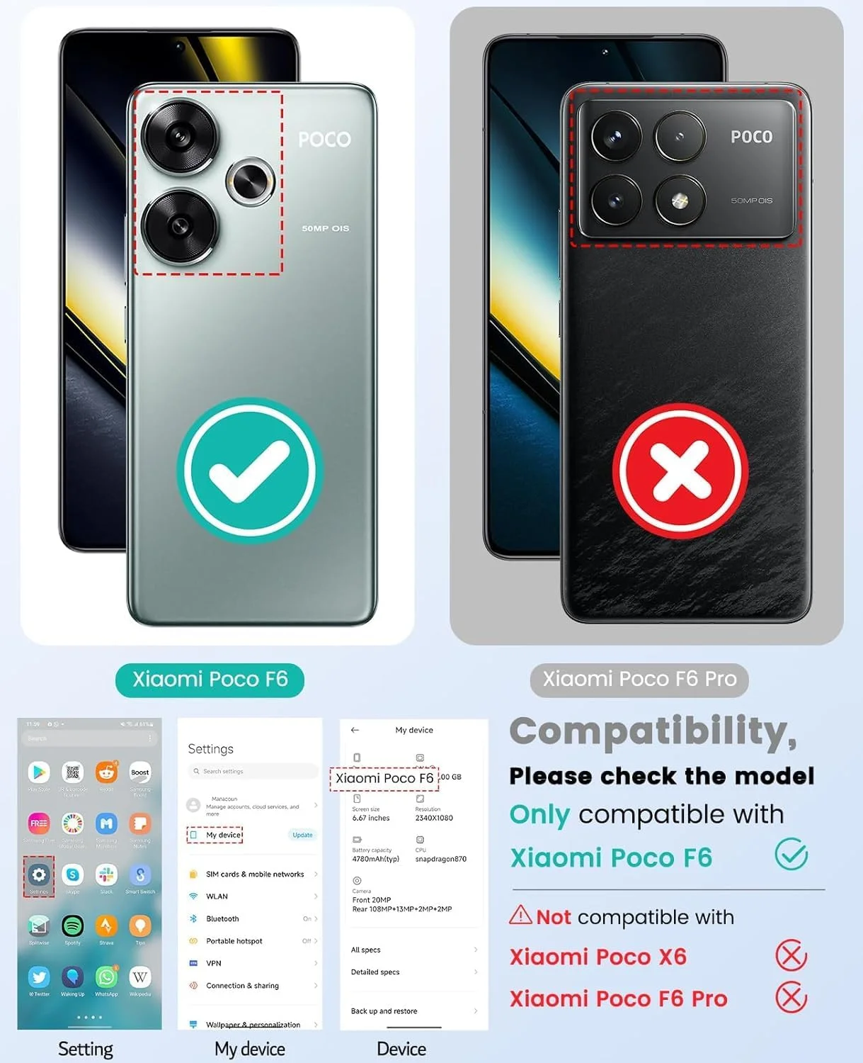 کاور باریک ZEGE سازگار با گوشی شیائومی Poco F6 / Redmi Turbo 3 (نه برای F6 Pro)، کاور TPU نازک، قاب گوشی نرم و انعطاف پذیر با پوشش مات و حس راحت، سازگار با Poco F6، مشکی