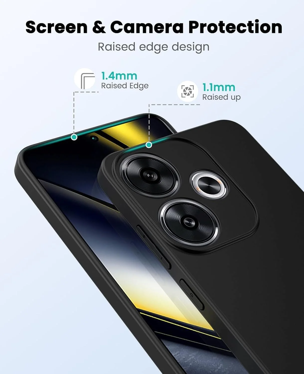 کاور باریک ZEGE سازگار با گوشی شیائومی Poco F6 / Redmi Turbo 3 (نه برای F6 Pro)، کاور TPU نازک، قاب گوشی نرم و انعطاف پذیر با پوشش مات و حس راحت، سازگار با Poco F6، مشکی