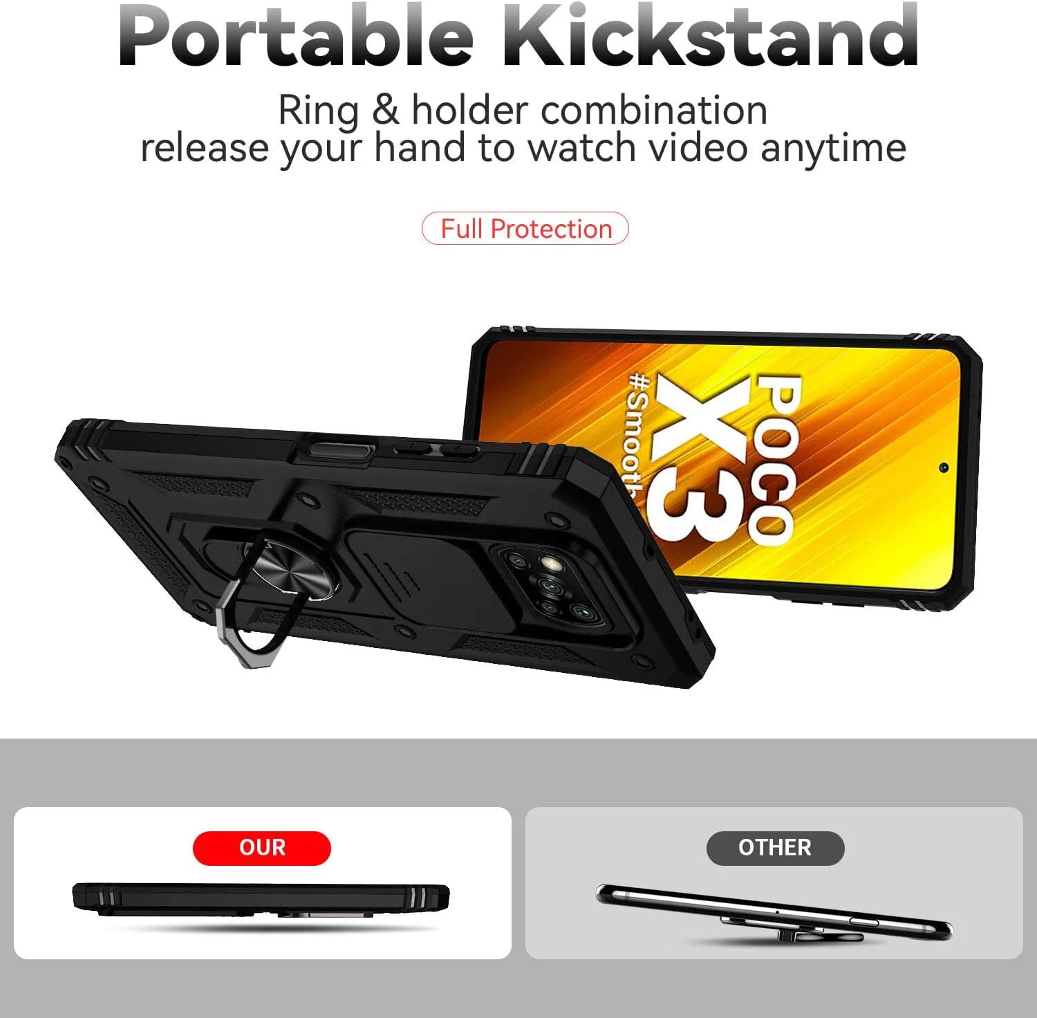 قاب محافظ شیائومی پوکو X3 مدل Eabhulie، قاب محافظ سنگین با پایه انگشتی و پوشش کشویی دوربین برای شیائومی پوکو X3 NFC / X3 Pro - مشکی قاب محافظ شیائومی پوکو X3 مدل Eabhulie، قاب محافظ سنگین با پایه انگشتی و پوشش کشویی دوربین برای شیائومی پوکو X3 NFC / X3 Pro - مشکی