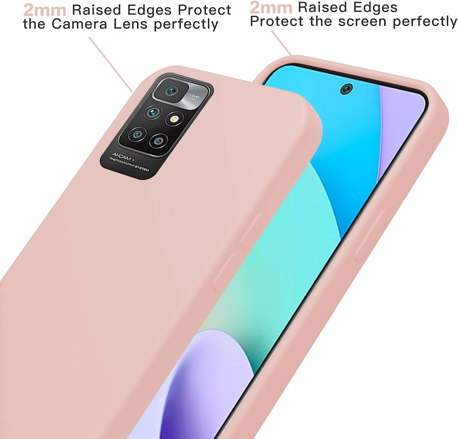 کیف زنجیردار موبایل GoodcAcy مناسب برای گوشی شیائومی Redmi 10، قاب محافظ گردنبندی گوشی هوشمند با روبان و زنجیر آویز، قاب سیلیکونی مایع برای قاب شیائومی Redmi 10