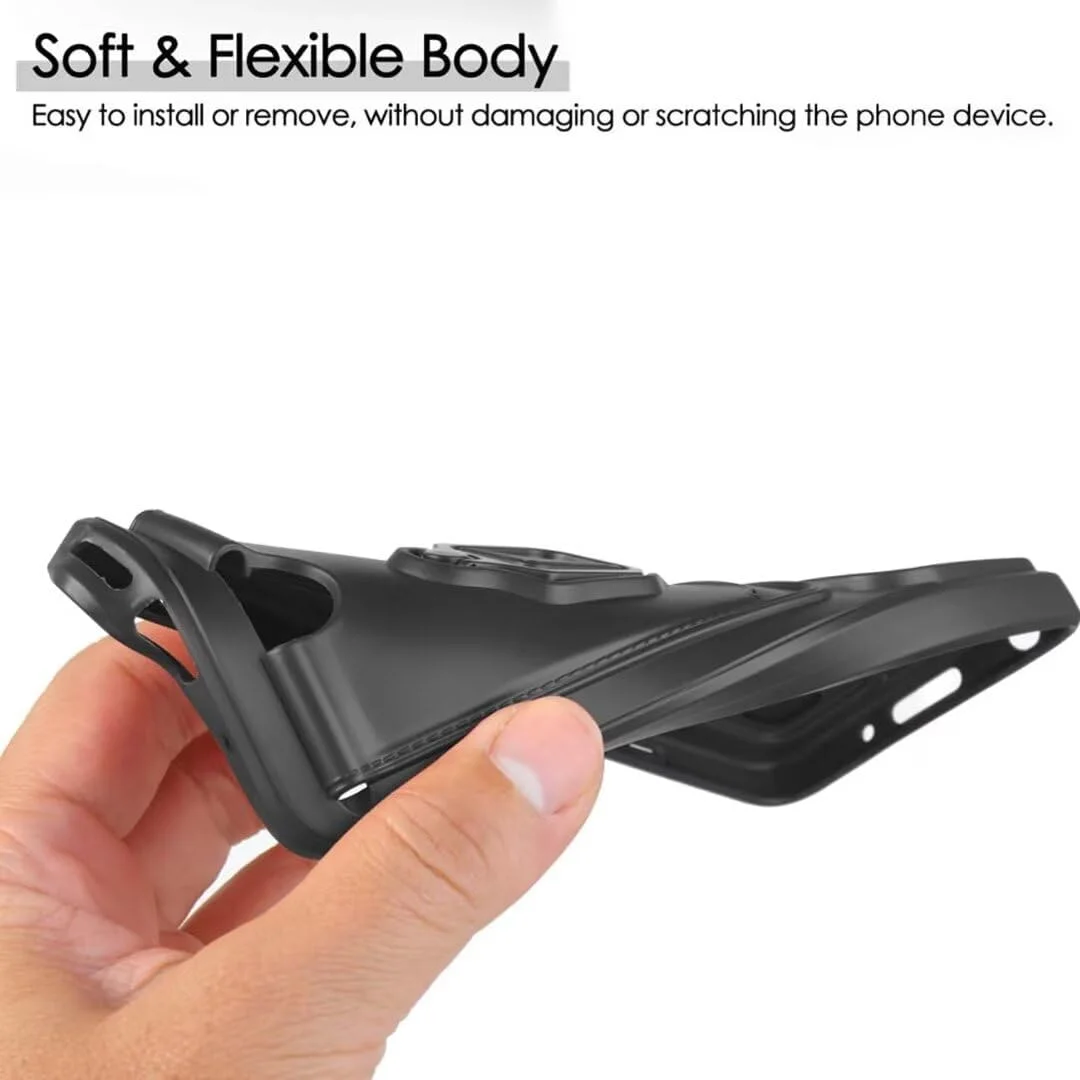 قاب گوشی BGHHEU با بند گردنی برای شیائومی Redmi A3/Redmi A3X، قاب سیلیکونی نرم با بند قابل تنظیم، محافظ دوربین، استند و جای کارت - مشکی