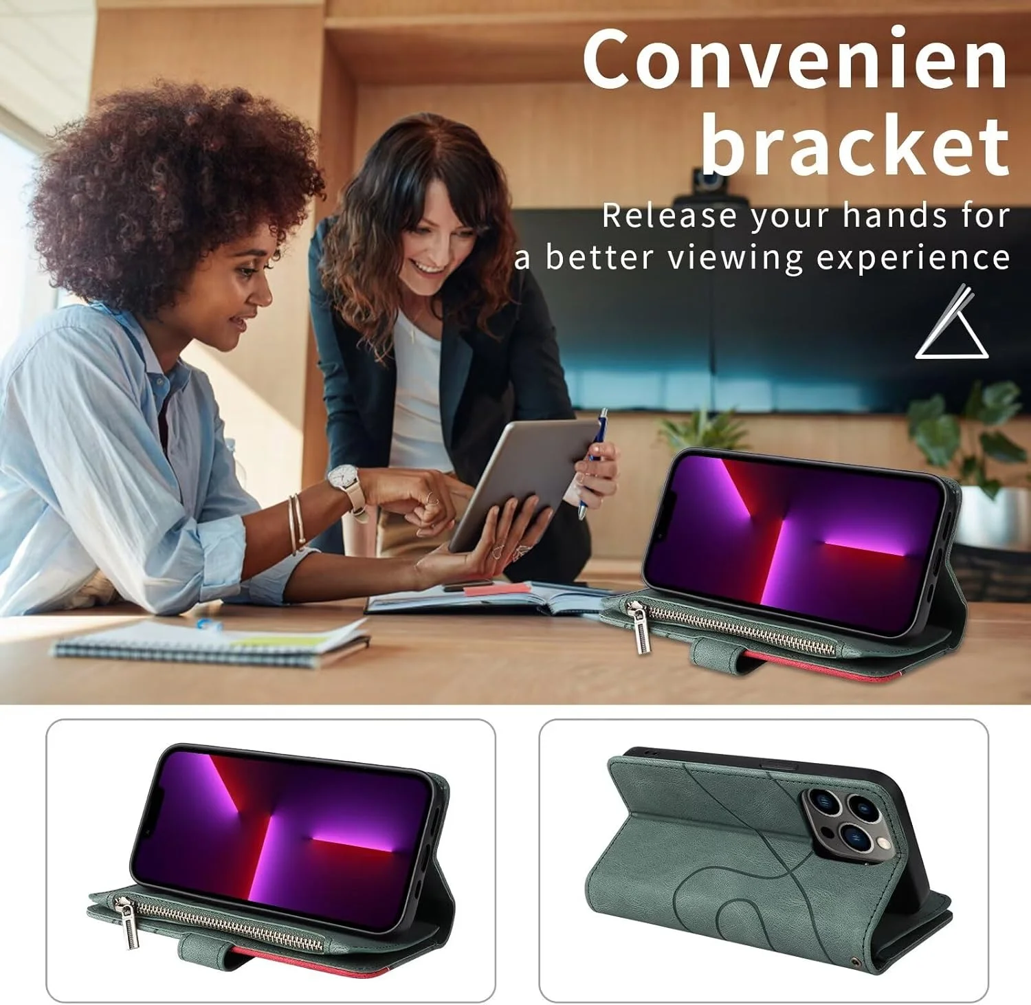 کاور گوشی شیائومی 14 اولترا به همراه بند، کیف پول چرمی تاشو، [دارای 9 جای کارت] [بست مغناطیسی]، کاور کتابی بنددار برای شیائومی 14 اولترا - سبز