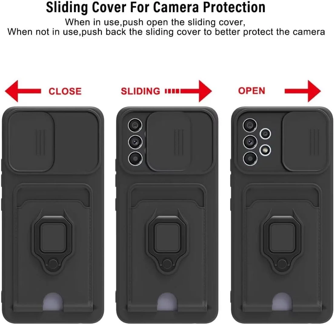 قاب گوشی BGHHEU با بند گردنی برای شیائومی Redmi A3/Redmi A3X، قاب سیلیکونی نرم با بند قابل تنظیم، محافظ دوربین، استند و جای کارت - مشکی