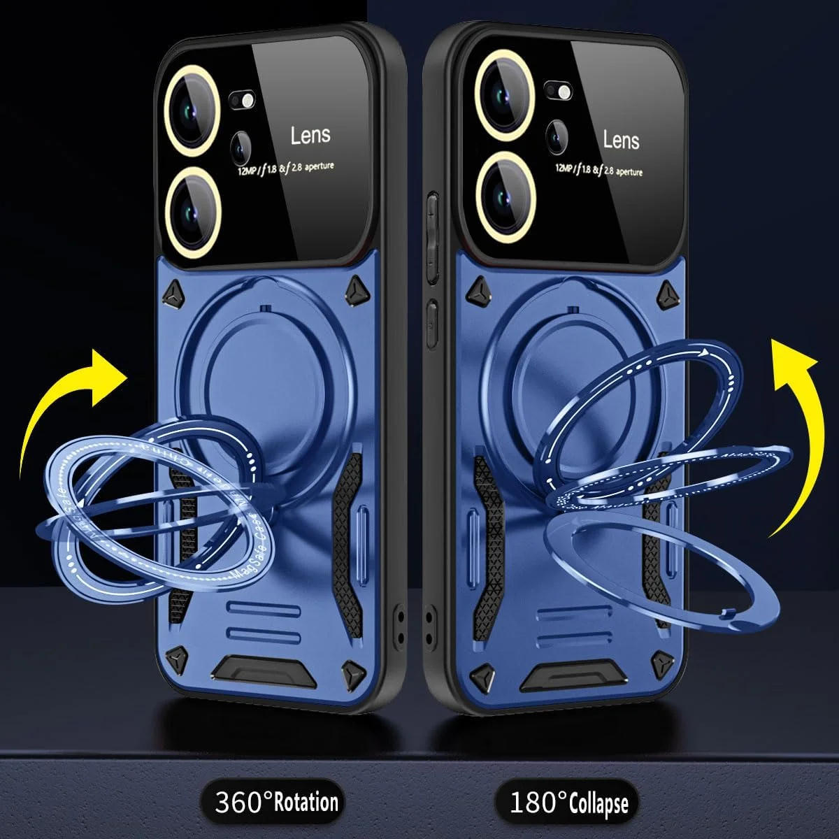 کاور محافظ برای شیائومی 13T / 13T Pro به همراه پایه تاشو، کاور محافظ دوربین با حلقه چرخان 360 درجه، کاور ضربه گیر TPU، آبی کاور محافظ برای شیائومی 13T / 13T Pro به همراه پایه تاشو، کاور محافظ دوربین با حلقه چرخان 360 درجه، کاور ضربه گیر TPU، آبی