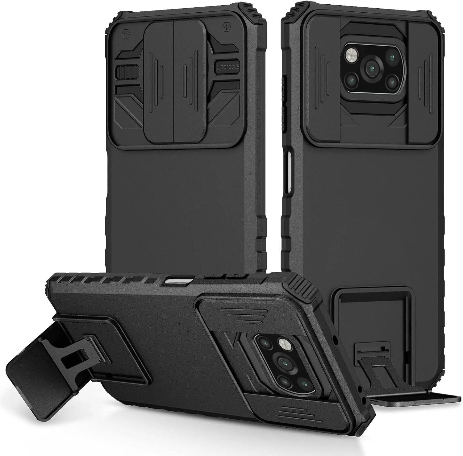 قاب گوشی شیائومی پوکو X3، قاب محافظ دو لایه TPU PC با پوشش کشویی دوربین برای شیائومی پوکو X3 NFC / X3 Pro - مشکی