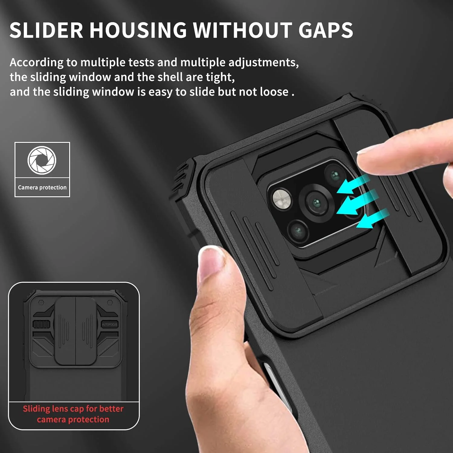 قاب گوشی شیائومی پوکو X3، قاب محافظ دو لایه TPU PC با پوشش کشویی دوربین برای شیائومی پوکو X3 NFC / X3 Pro - مشکی