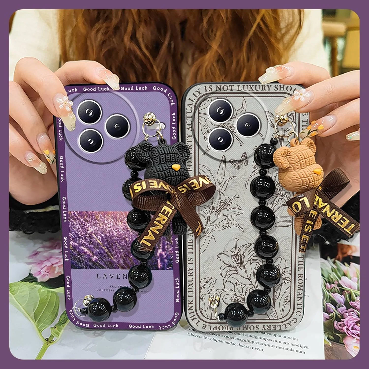 قاب گوشی سازگار با شیائومی Civi5 Pro، سیلیکونی با حس لطیف، دستبند خرسی کارتونی، محافظ ساده و ضد آب