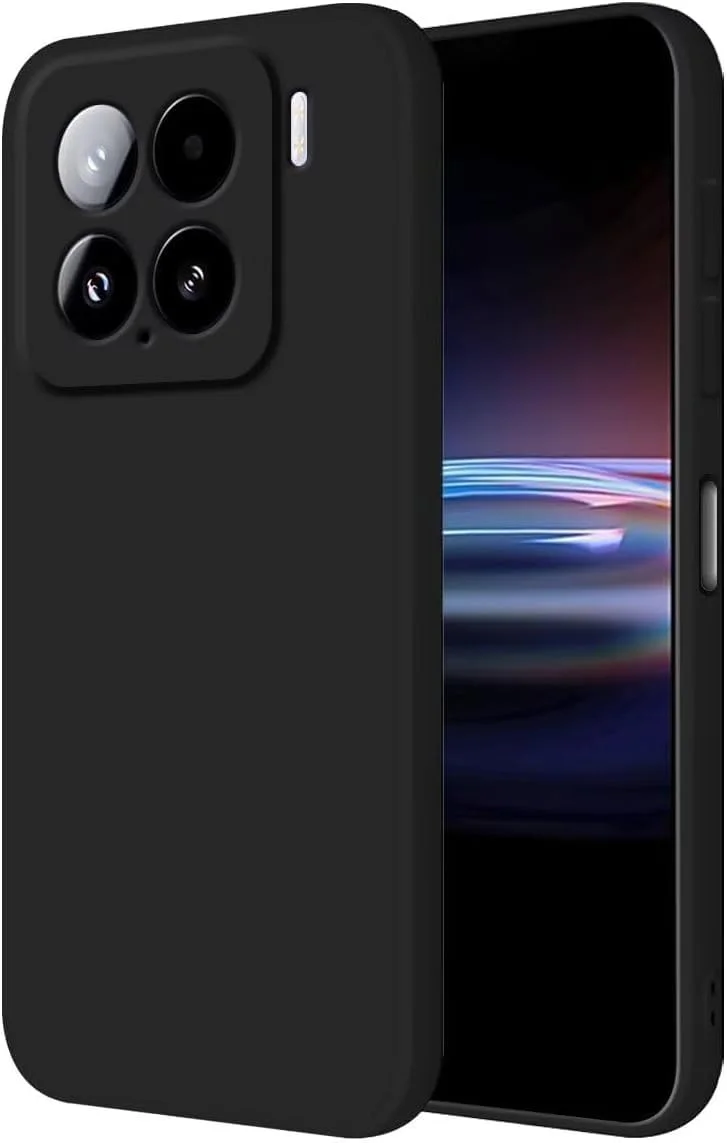 قاب سیلیکونی مایع برای شیائومی 15، روکش نرم میکروفایبر، محافظ باریک و مقاوم در برابر ضربه، پوشش مات ژله ای نرم، محافظ دوربین برای شیائومی می 15 (مشکی)