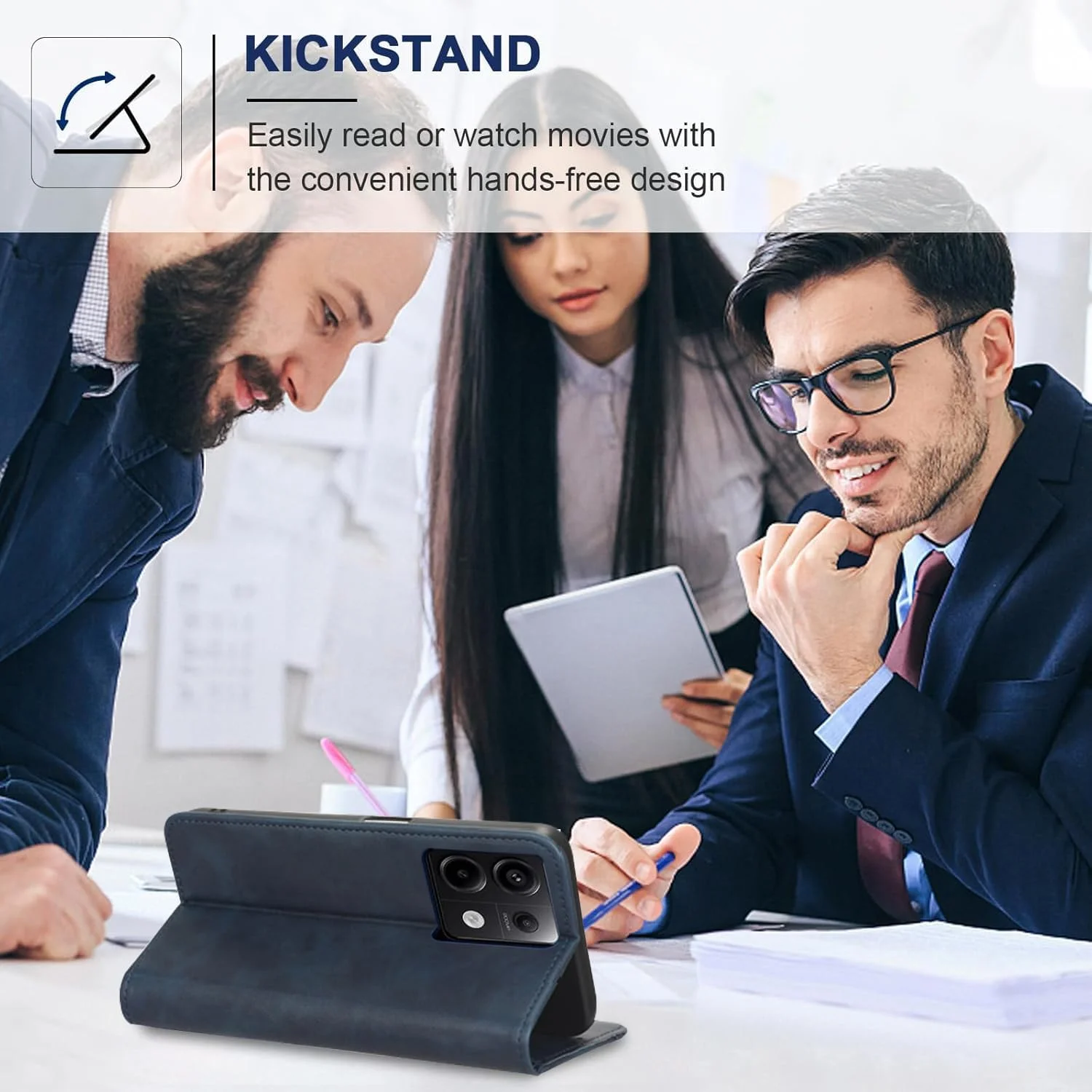 کیف کلاسوری Dedux برای گوشی شیائومی 14T Pro 5G، کاور چرمی طرح رترو، دارای قفل مغناطیسی، استند و جای کارت، آبی