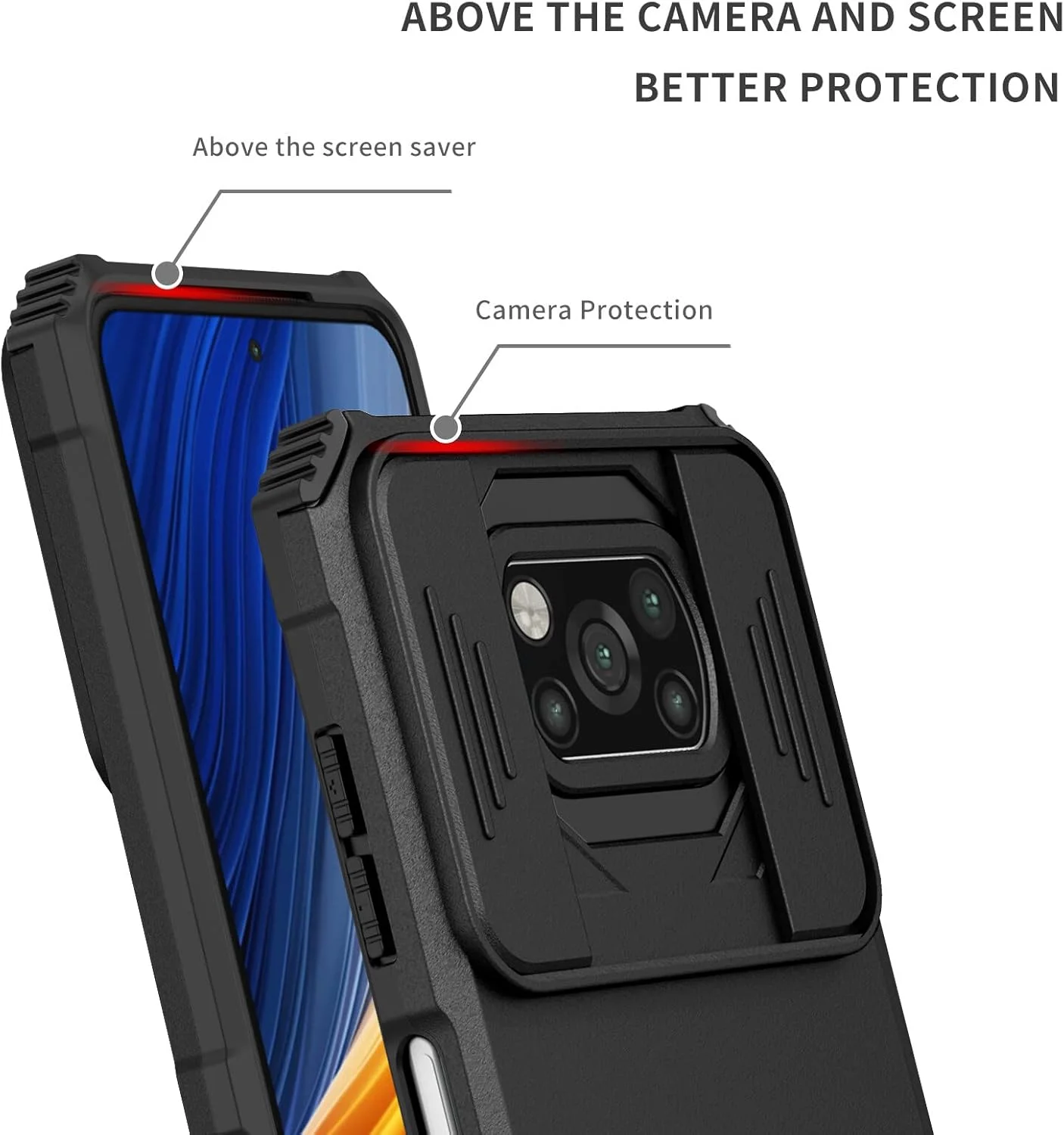 قاب گوشی شیائومی پوکو X3، قاب محافظ دو لایه TPU PC با پوشش کشویی دوربین برای شیائومی پوکو X3 NFC / X3 Pro - مشکی